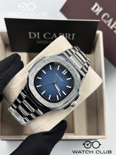 ساعة دي كابري بتصميم باتيك فيليب فضي مينا كحلي