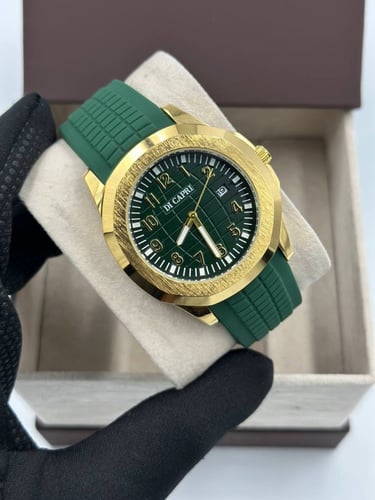 ساعة دي كابري ربل اخضر اطار ذهبي