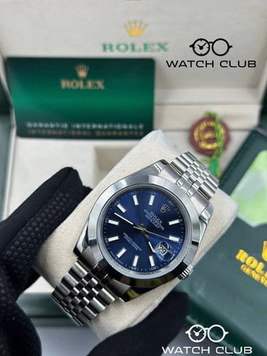 رولكس فضي مينا كحلي اطار ناعم