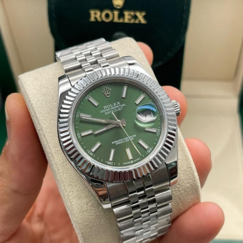 رولكس بيربتشوال مينا اخضر اطار خشن