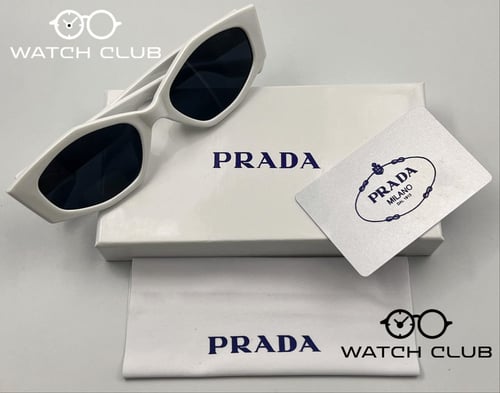 نظارة برادا لون ابيض وعدسات سوداء