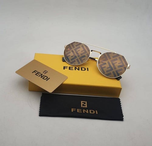 نظارة فيندي عدسات مطبوعة واطار ذهبي