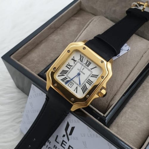 ساعة ليفان أصلية موديل كارتير اسود اطار ذهبي