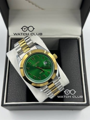 ساعة دي كابري ارقام عربية مكس مينا اخضر