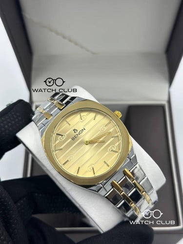 ساعة بينون بأستايل قوتشي ذهبي وفضي