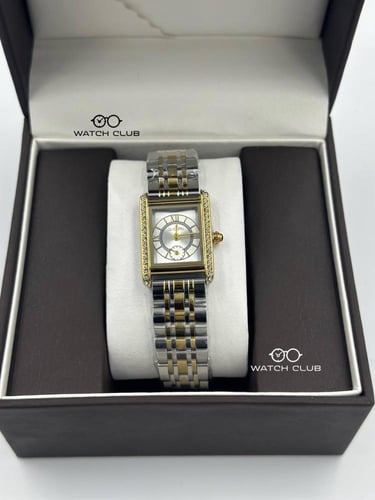 ساعة دي كابري ذهبي وفضي بفصوص