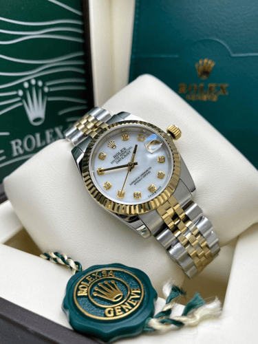 رولكس ذهبي وفضي بأطار خشن