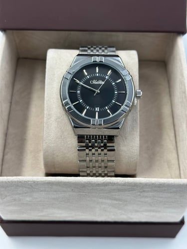 ساعة ماربلينو فضي مينا اسود