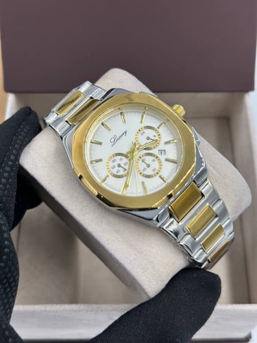 ساعة لكجري كرونوجراف ذهبي وفضي