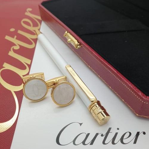 قلم ماركة كارتير ذهبي وفضي مع الكبك