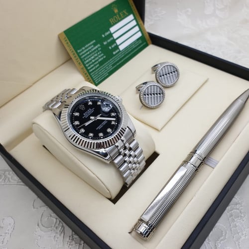 طقم رولكس فضي مينا اسود