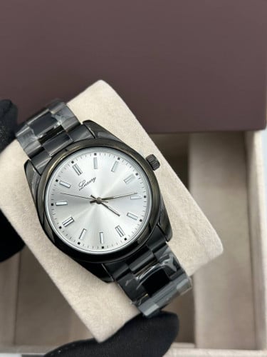 ساعة لكجري باستايل رولكس اسود مينا فضي