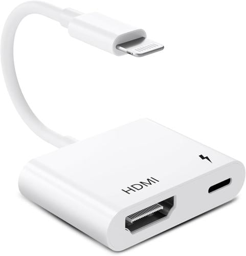 ادابتر ايفون الى HDMI اتش دي مع منفذ للشاحن