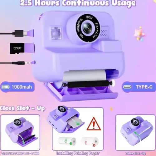 كاميرا تصوير وطابعه حراريه للاطفال تعمل على بطاريه...