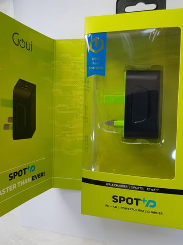 GOUI- شاحن قوي منزلي منفذين usb+pd 20w سريع الشحن