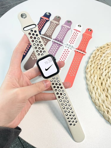 سوار ساعة آبل سيليكون مخرم, فاخر - متوافق مع Apple...