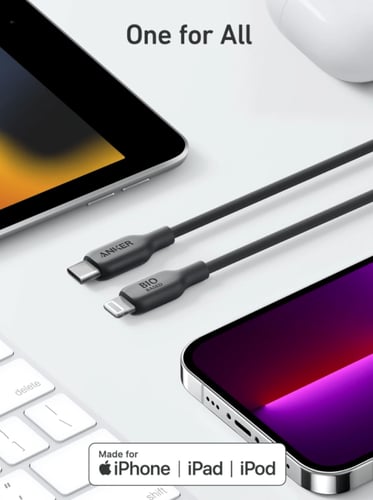 ANKER-كيبل سلك تايب سي لايتنينق pd بطول 0.9 متر -...