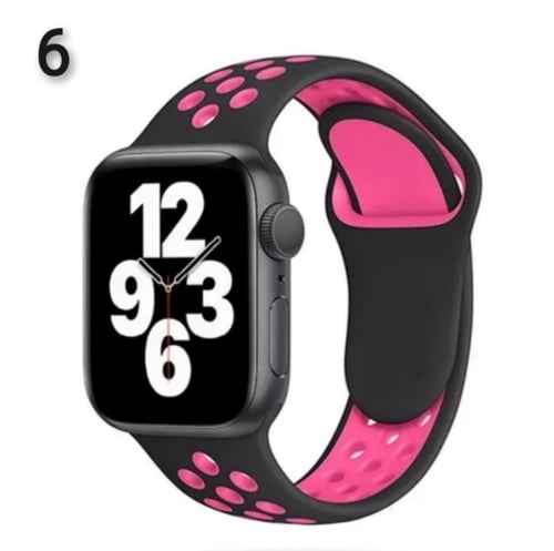 سوار ساعة آبل سيليكون مخرم, فاخر - متوافق مع Apple...