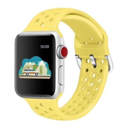 سوار ساعة آبل سيليكون – مخرم ، أنيق، متوافق مع App...