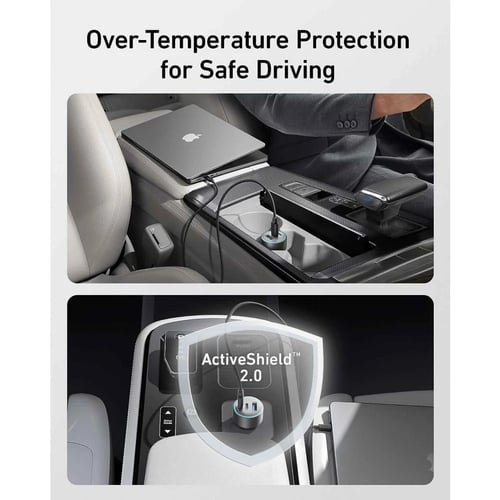 ANKER- انكر - شاحن سيارة بقوة 67 واط بمنفذين تايب...