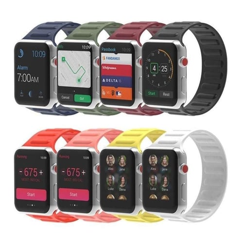 سوار ساعة آبل سيليكون مدرج ,جذاب متوافق مع Apple W...