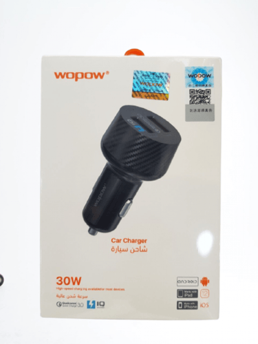 wopow- شاحن سيارة سريع 30w منفذين usb من وبو