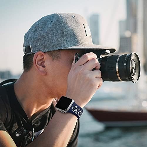 سوار ساعة آبل سيليكون مخرم, فاخر - متوافق مع Apple...