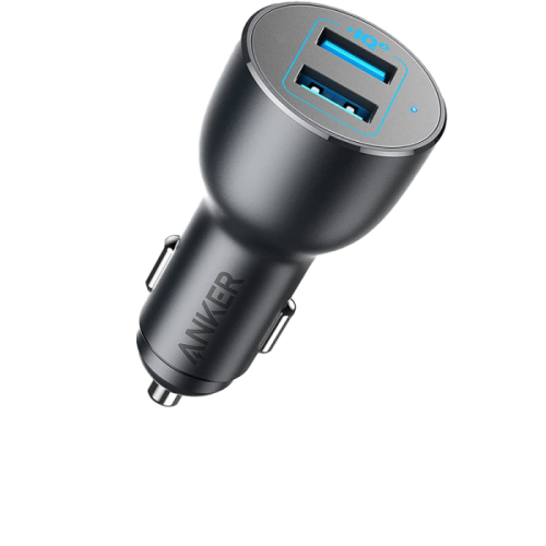 ANKER- شاحن سيارة انكر بمنفذين USB سريع بقوة 36 وا...