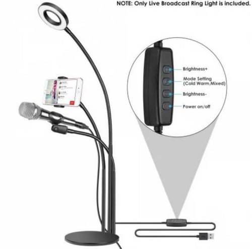 رينج لايت مع حامل جوال-إضاءة LED للتصوير والبث الم...