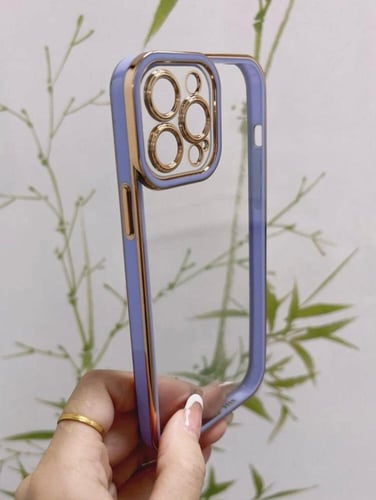 كفر ايفون 13 شفاف إطار ذهبي- متوافقة مع أجهزة أبل