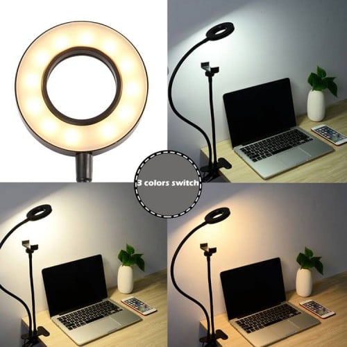 حامل للجوال تصوير مزود اضاءة LED قاعدة مشبك طاولة