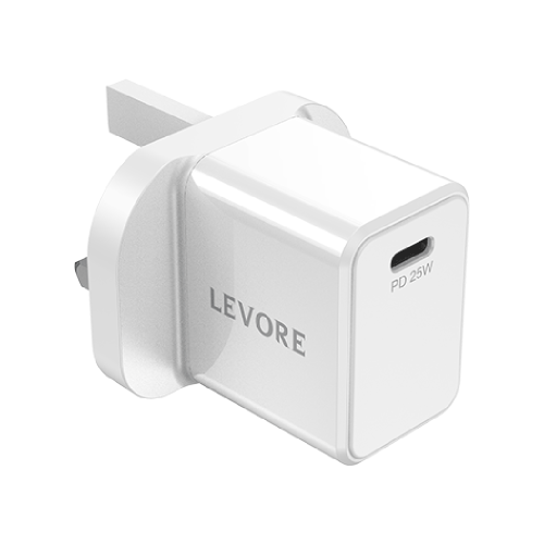 ليفوري شاحن جداري 25 واط منفذ PD - أبيض