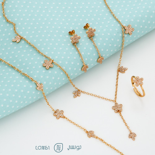 طقم زركون ذهبي تصميم ألماس 2