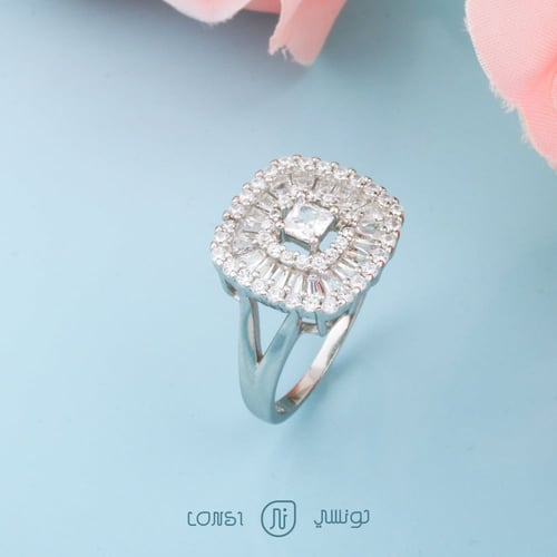 خاتم ملون فضة عيار 925