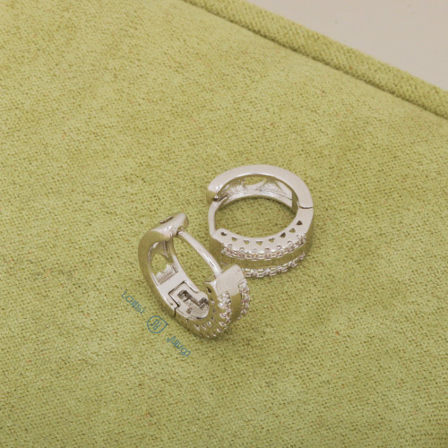 حلق زركون مطلي فضي