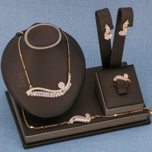 طقم زركون مطلي أنيق