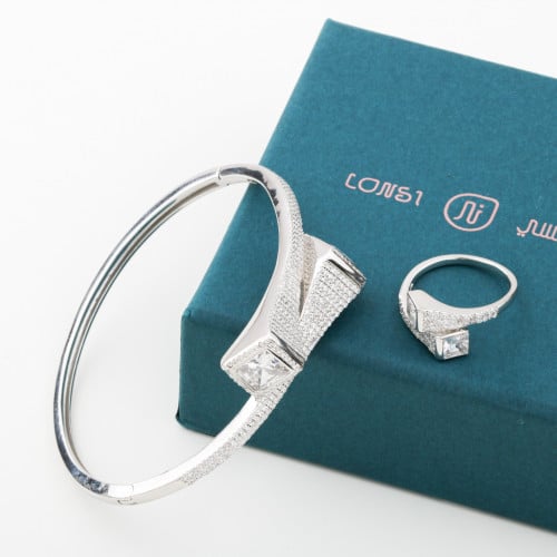 اسوارة وخاتم فاخرة فضة عيار 925