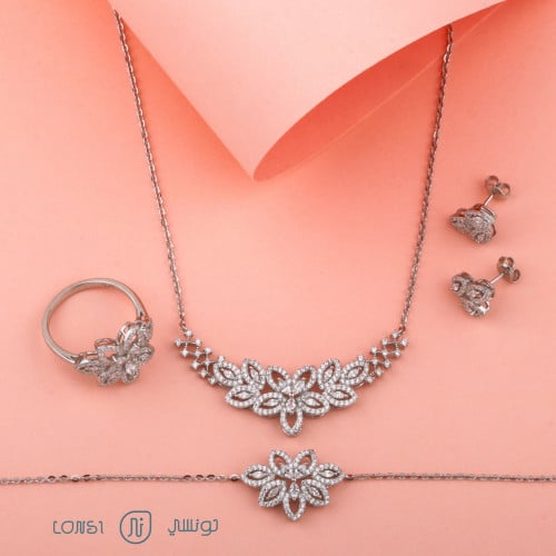 طقم فضة ناعم عيار 925