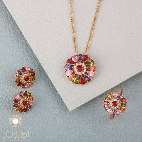 طقم فاخر ملون ذهبي