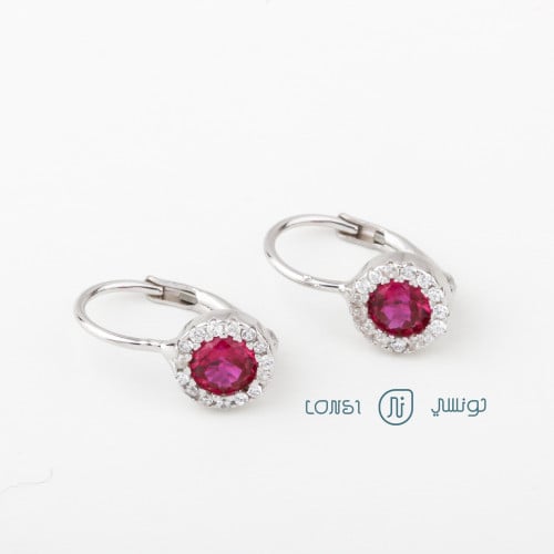 حلق ملون فضة عيار 925 - 23