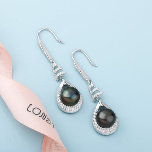 حلق لؤلؤ فضة عيار 925 - 22