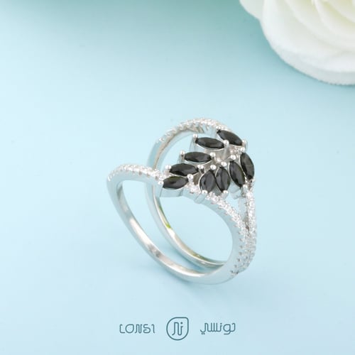 خاتم ملون فضة عيار 925