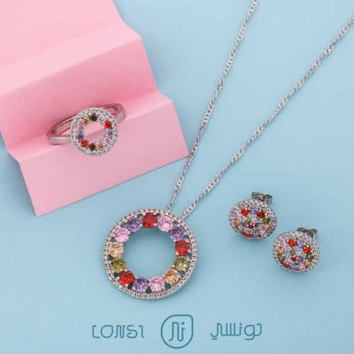 طقم زركون ملون أنيق