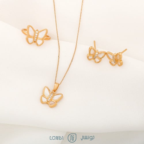 طقم فضة ذهبي عيار 925