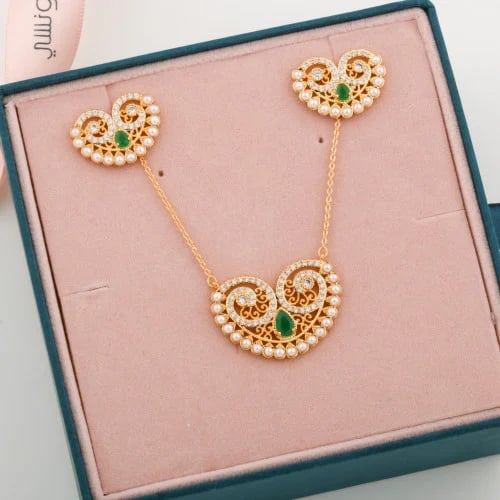 طقم مطلي اخضر برقع