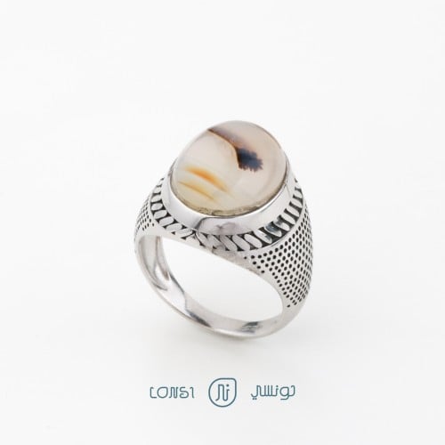 خاتم فضة عيار 925 بحجر عقيق
