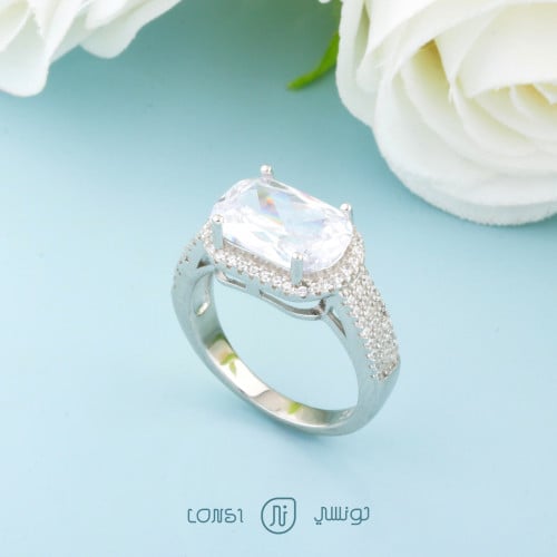 خاتم سوليتير فضة عيار 925