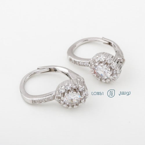 حلق ملون فضة عيار 925 - 18