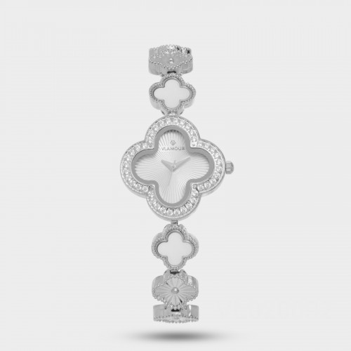 ساعة نسائيه بسير فضي