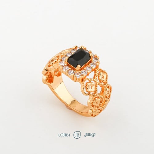 خاتم زركون ملون ذهبي